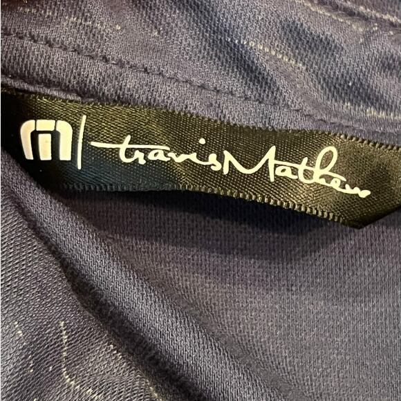 Travis Mathew Men L Blue Golf Polo Shirt Mountain Print Short Sleeve Performance - Picture 3 of 9
